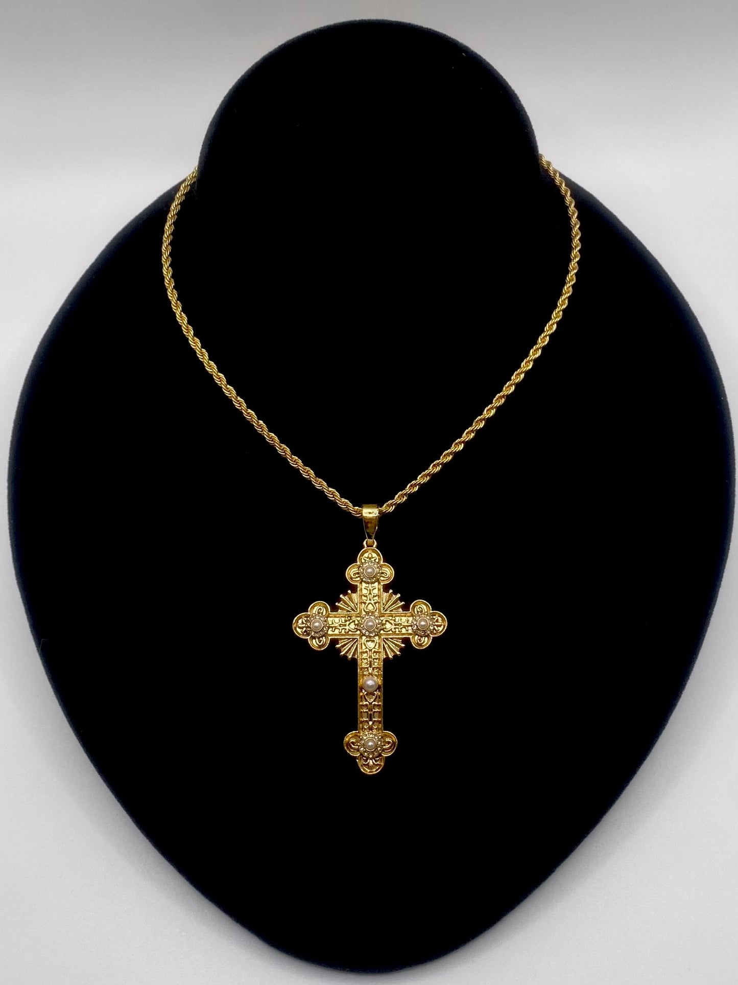 Gilded Cross Chain Necklace - Sun