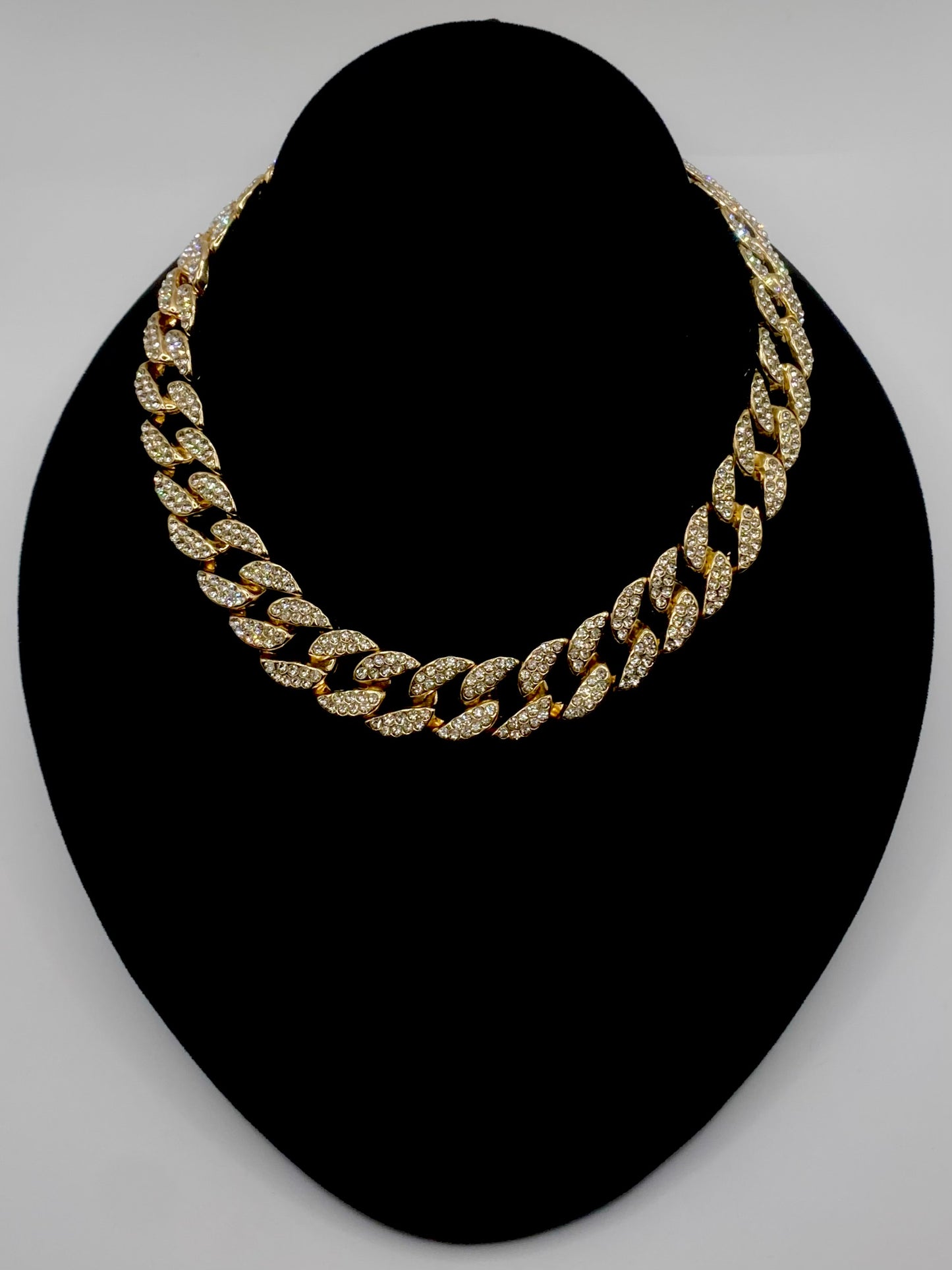 Gold Diamantés Cuban Link Necklace - Sun