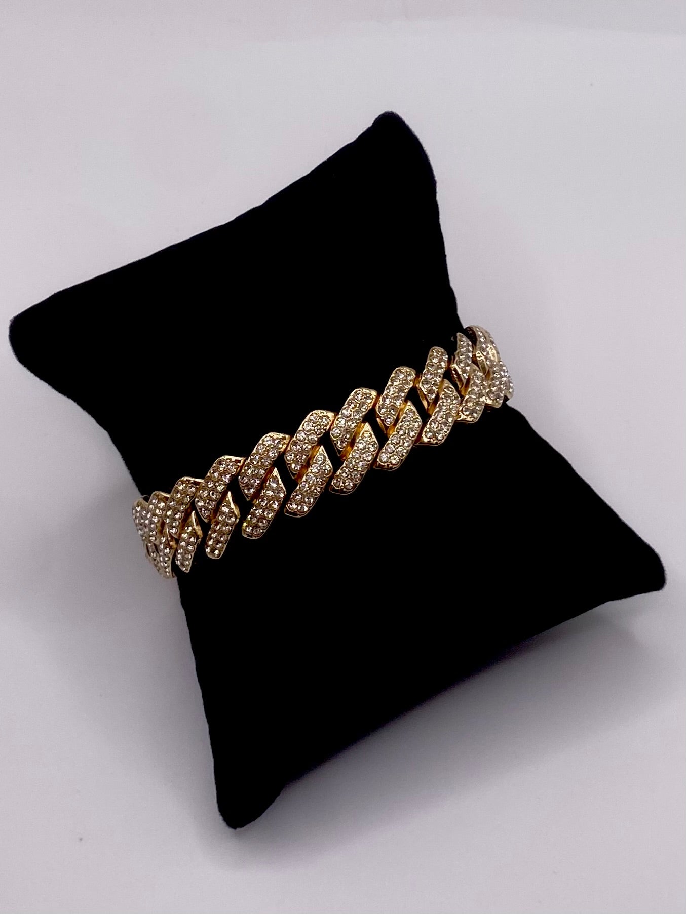 Gold Diamantés Cuban Link Bracelet - Sun