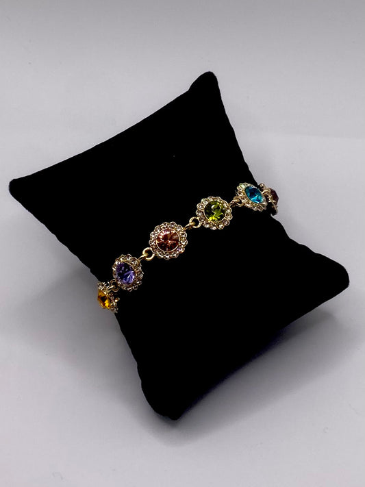 Multicolored Gemstone Charm Bracelet - Sun