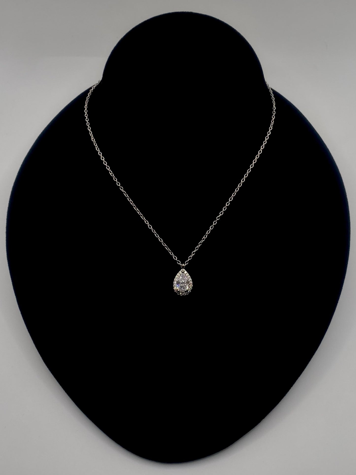 Classic Diamantés Teardrop Pendant Necklace - Moon