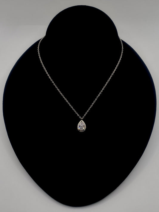 Classic Diamantés Teardrop Pendant Necklace - Moon